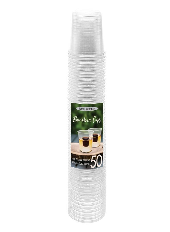 Party Essentials Soft Plastic 50 Count Bomber Cups, 4-Ounce, Clear - Image 3